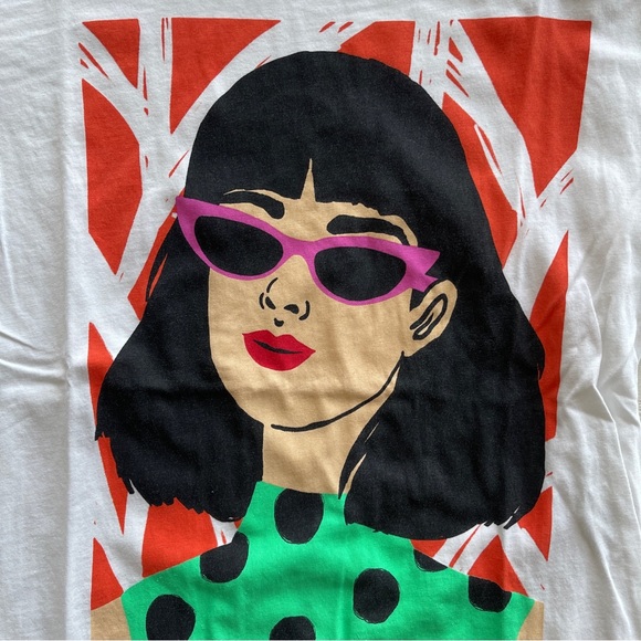 Zara White Cotton Graphic Tee Size Small - Picture 2 of 5